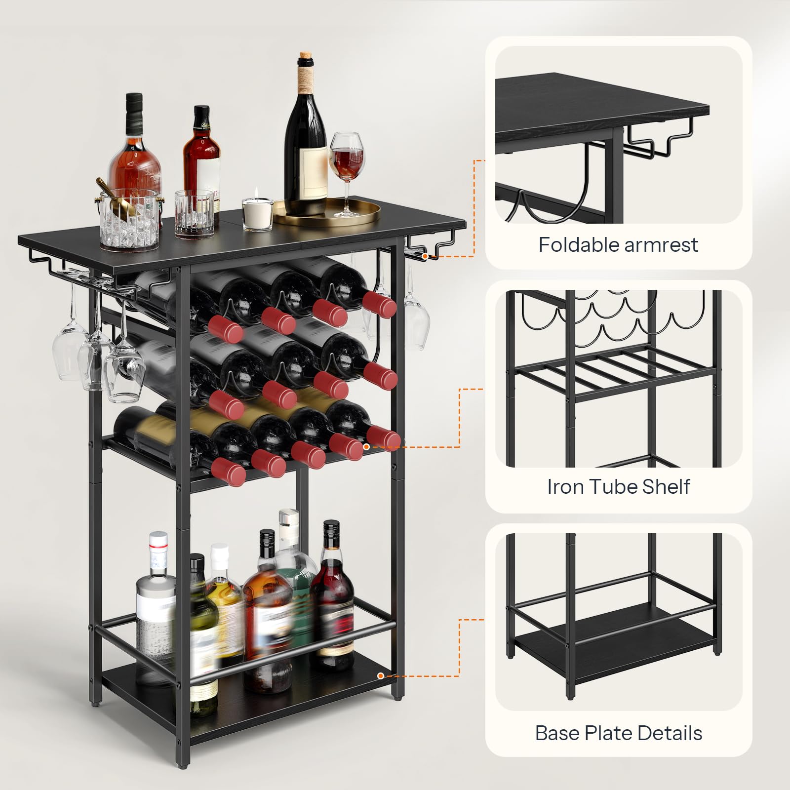 5-Tier Wine Rack with Glass Holder