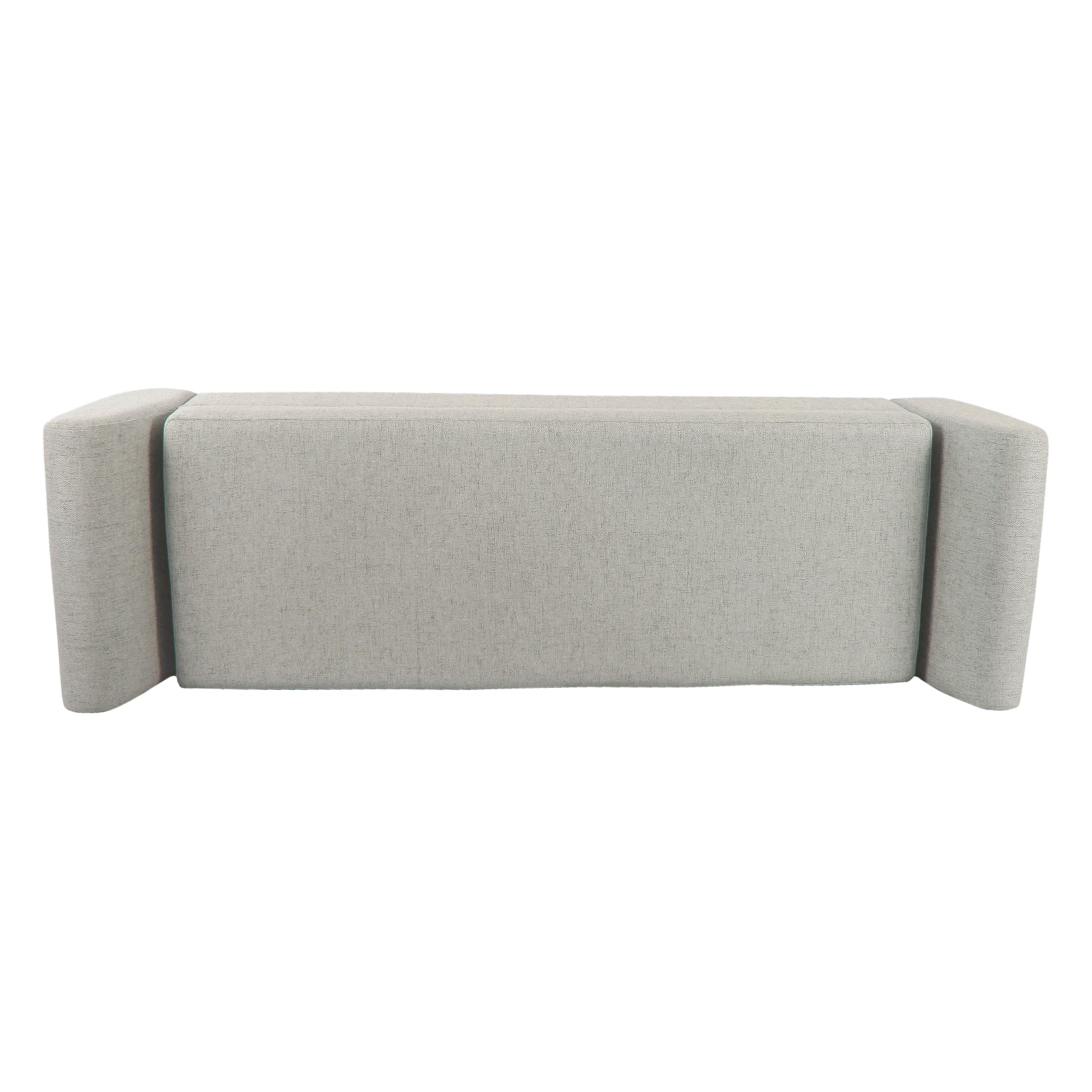 Modern Storage Bench with Wood Legs - Light Gray Woven