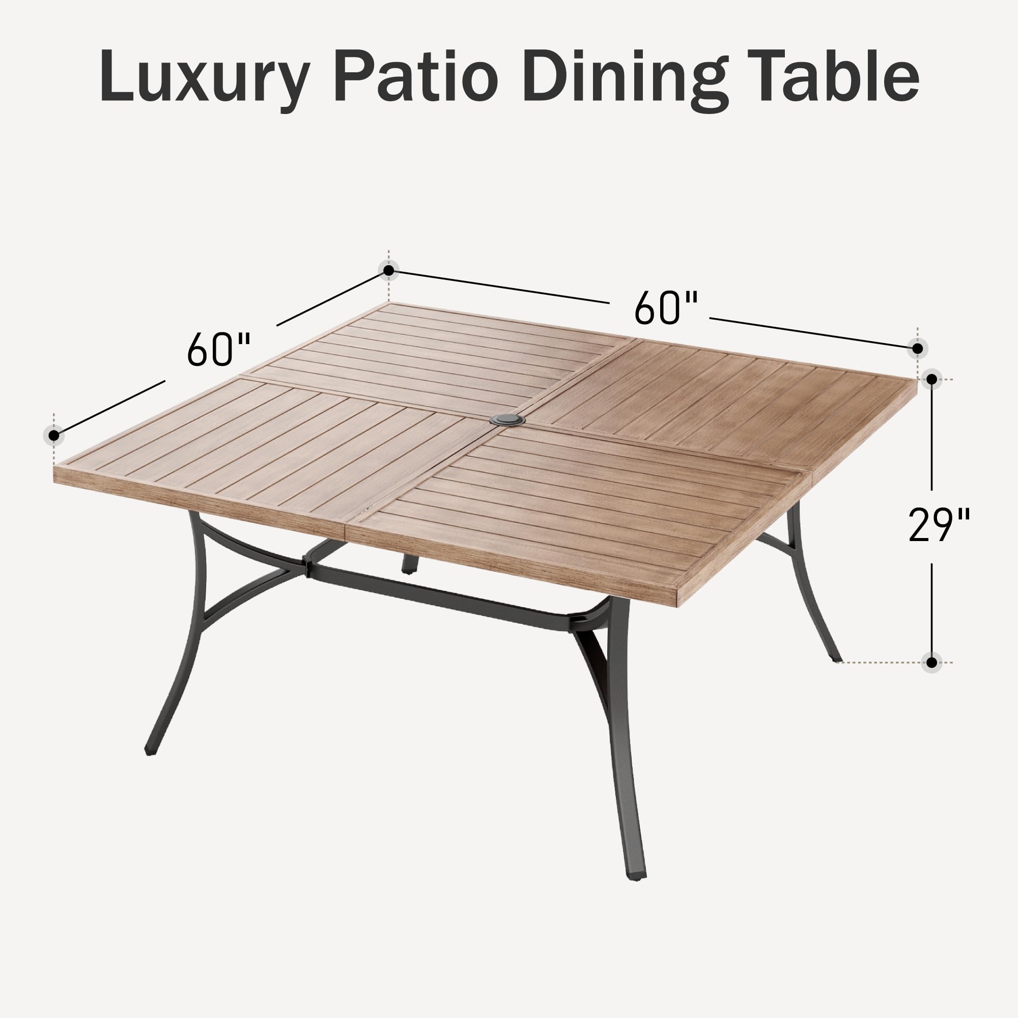 60" Square Outdoor Patio Dining Table for 8