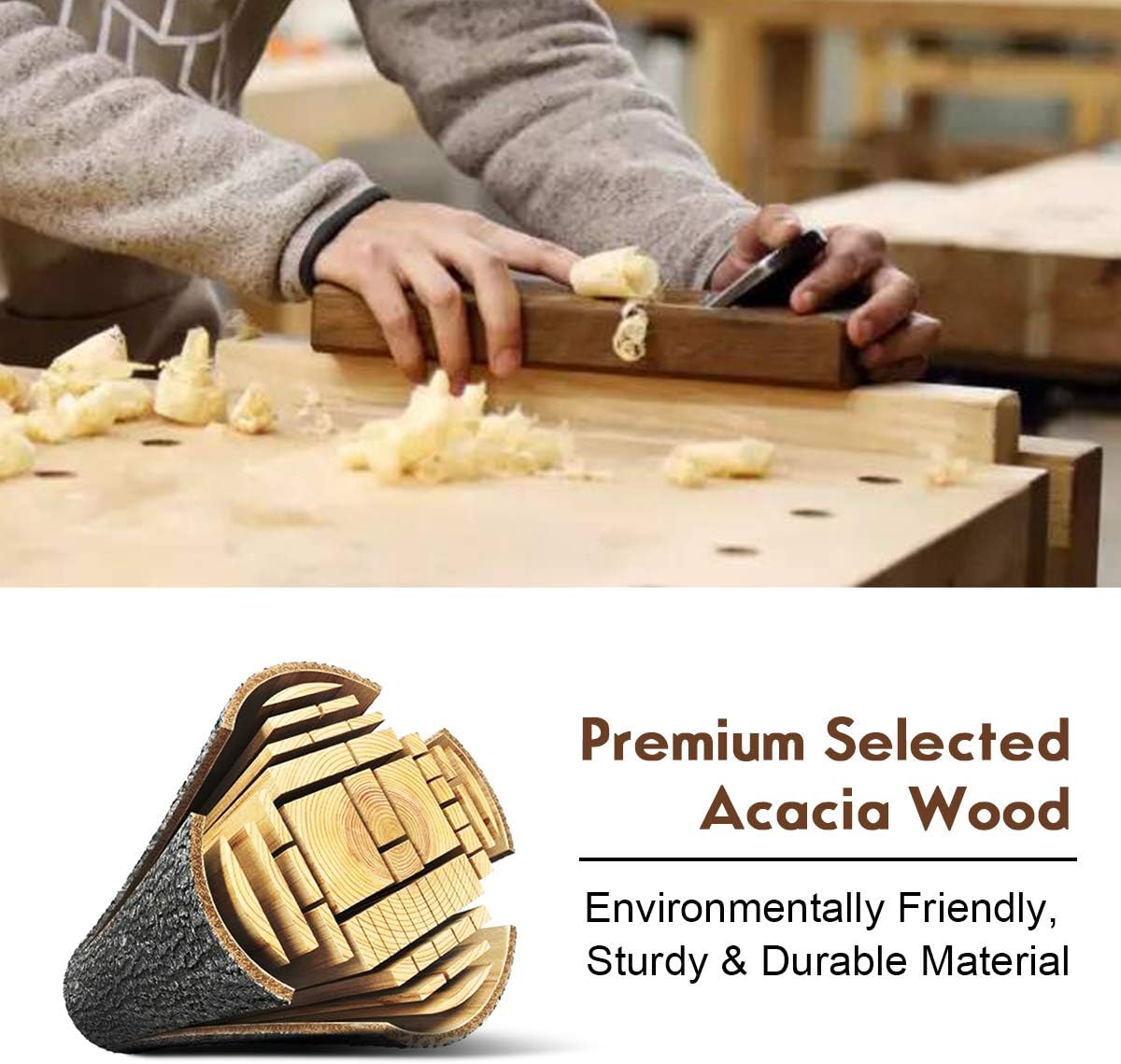 Acacia Wood Outdoor Bench Rustic Brown Black