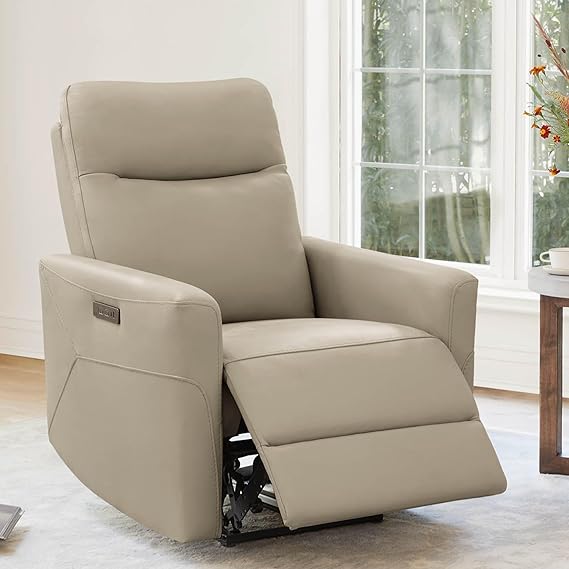 Genuine Leather Power Recliner Chair with Headrest