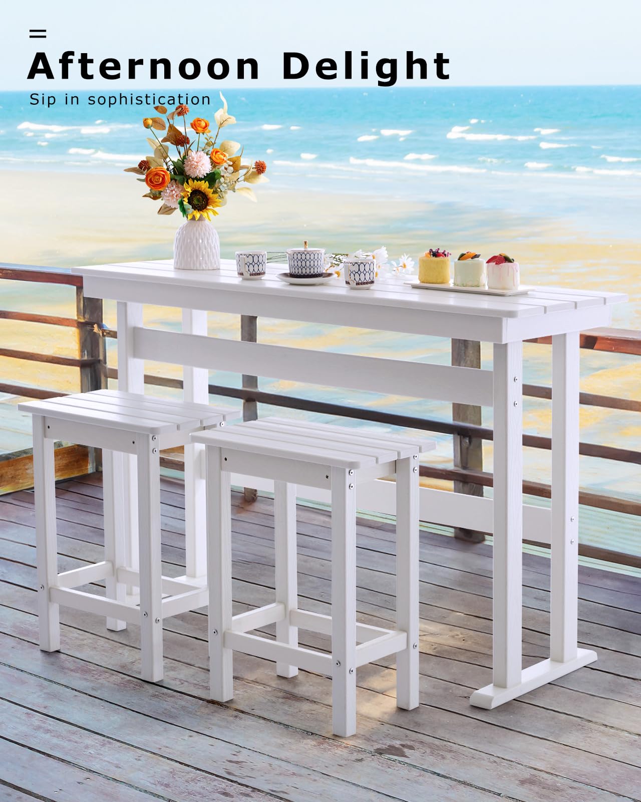 3-Piece Outdoor Bar Set with High Top Table and Stools