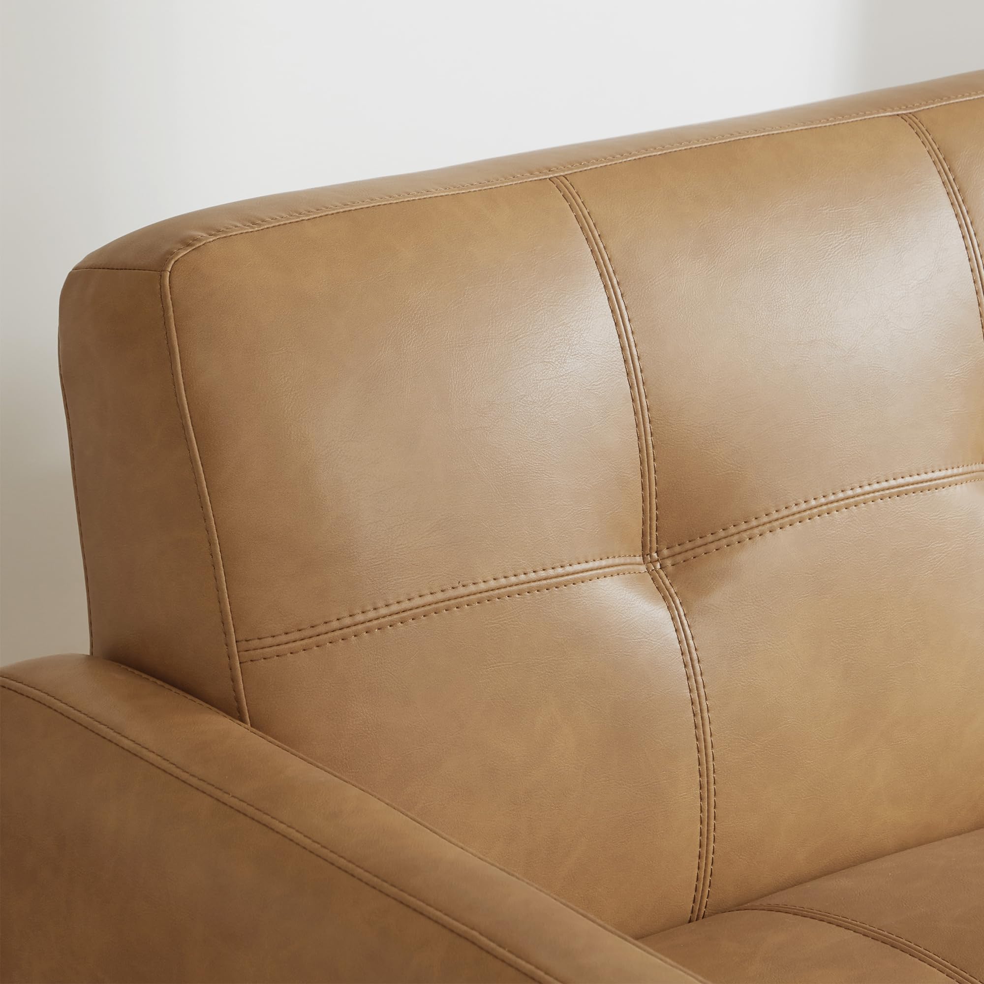 Mid-Century Faux Leather Sofa 73" Brown