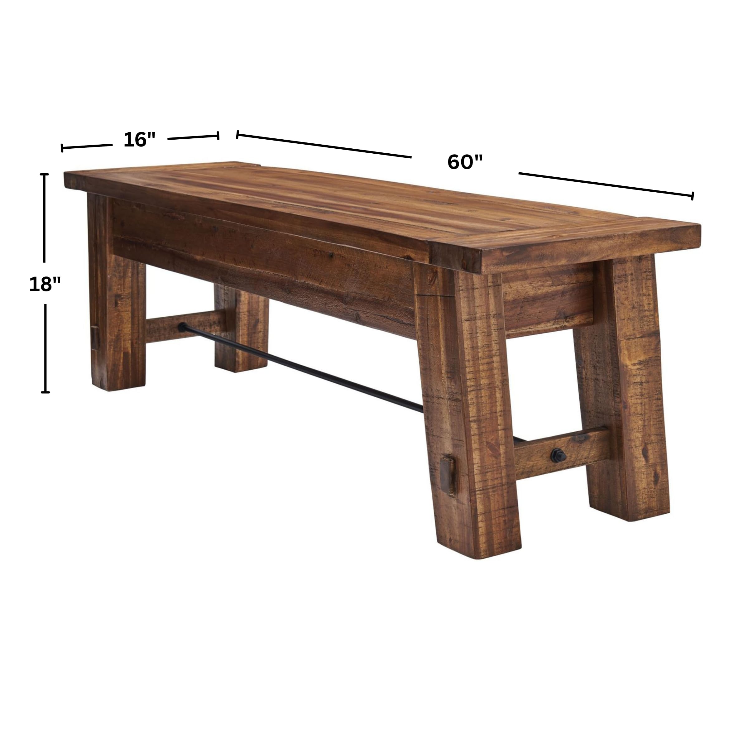 60-Inch Rustic Wood Bench