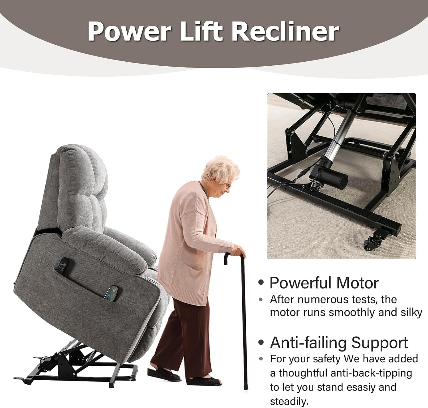 Dual Motor Power Lift Recliner Chair with Massage and Heat