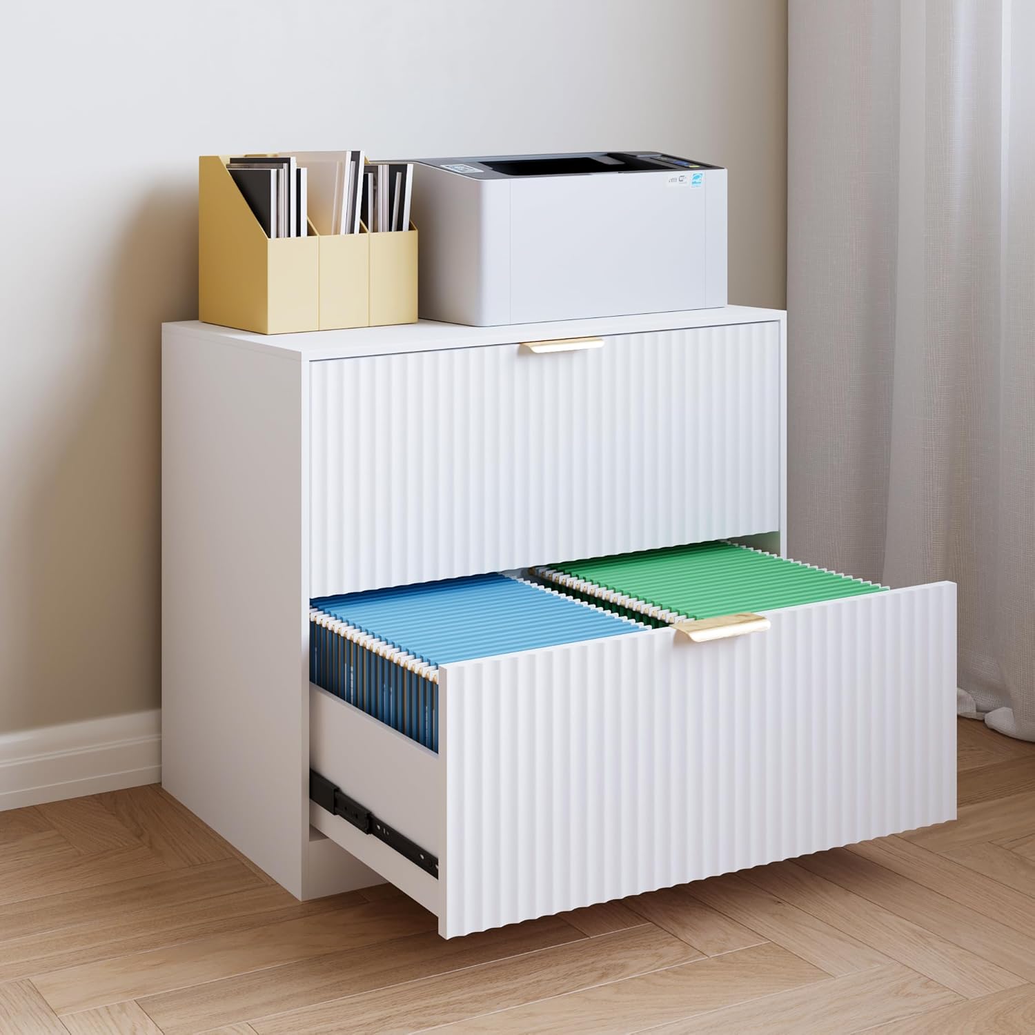 Double Drawer Horizontal File Cabinet with Adjustable Hanging Rails
