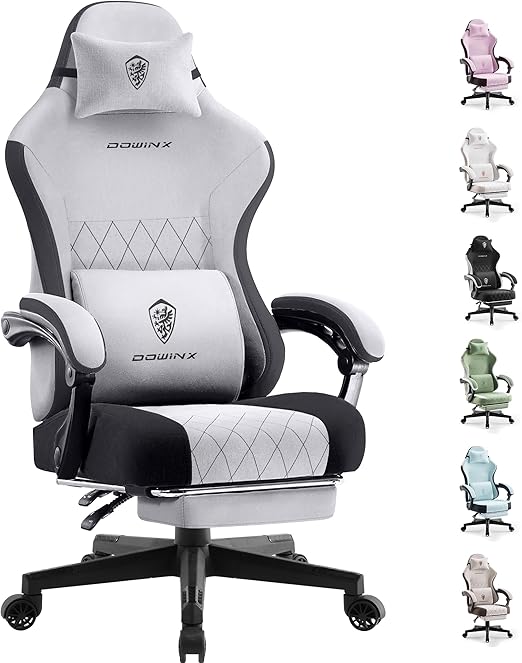 Ergonomic Gaming Chair with Pocket Spring Cushion and Footrest