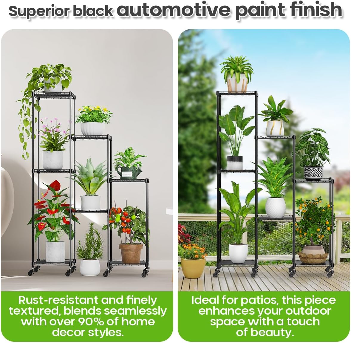 59 Inch Plant Stand with Wheels - 7 Tier Adjustable Metal Display Rack