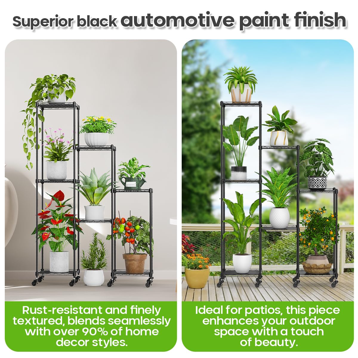 59 Inch Plant Stand with Wheels - 7 Tier Adjustable Metal Display Rack