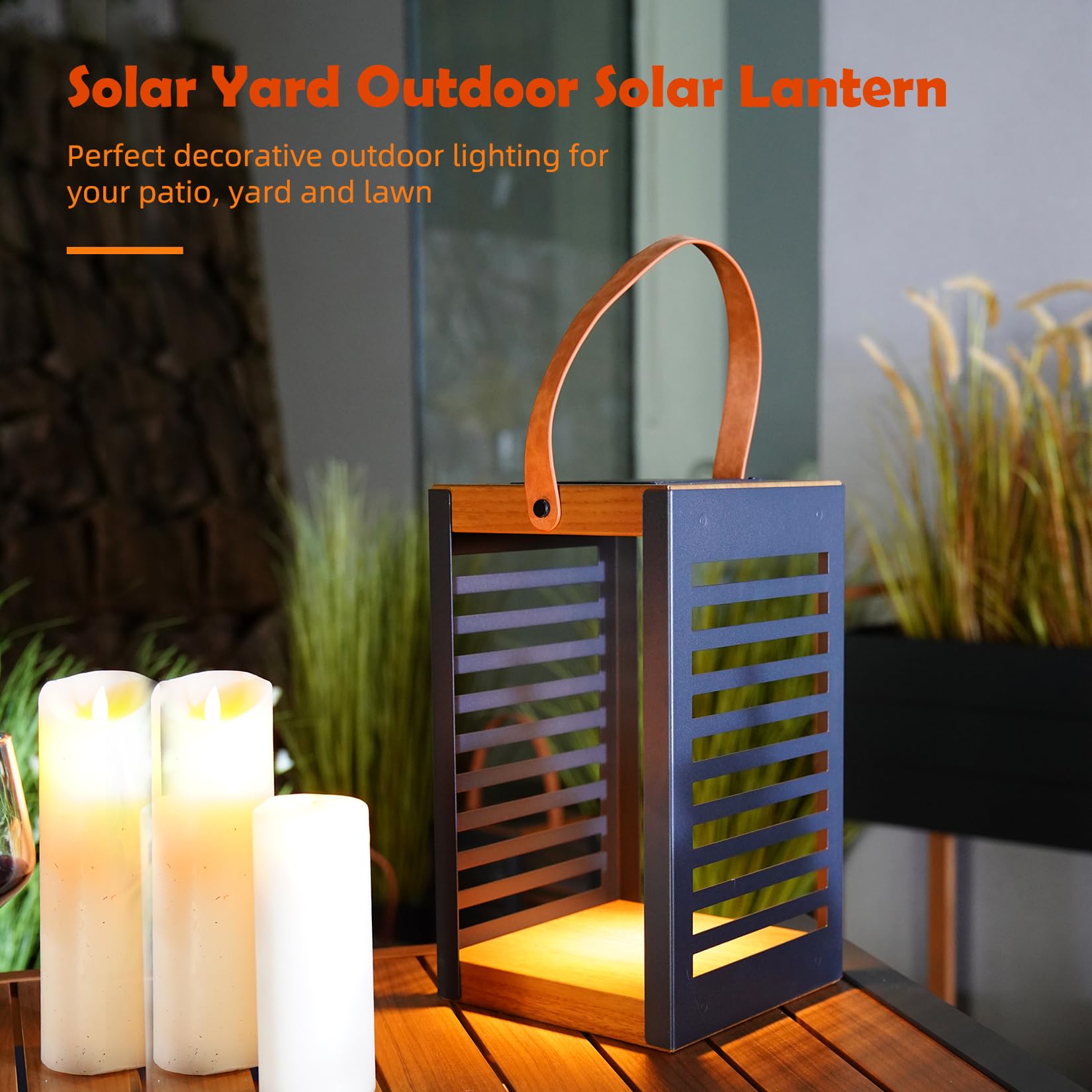 2-Pack Outdoor Solar Floor Lamp with Handle
