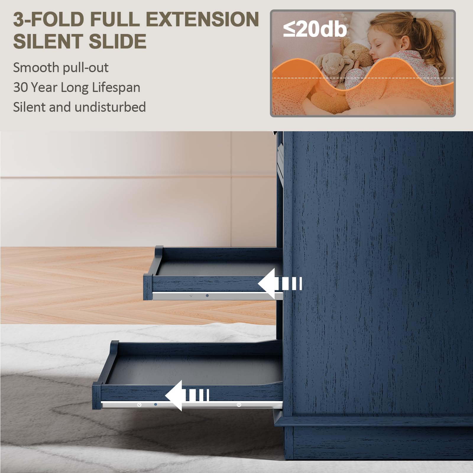 3-Drawer Lateral File Cabinet with Charging Station