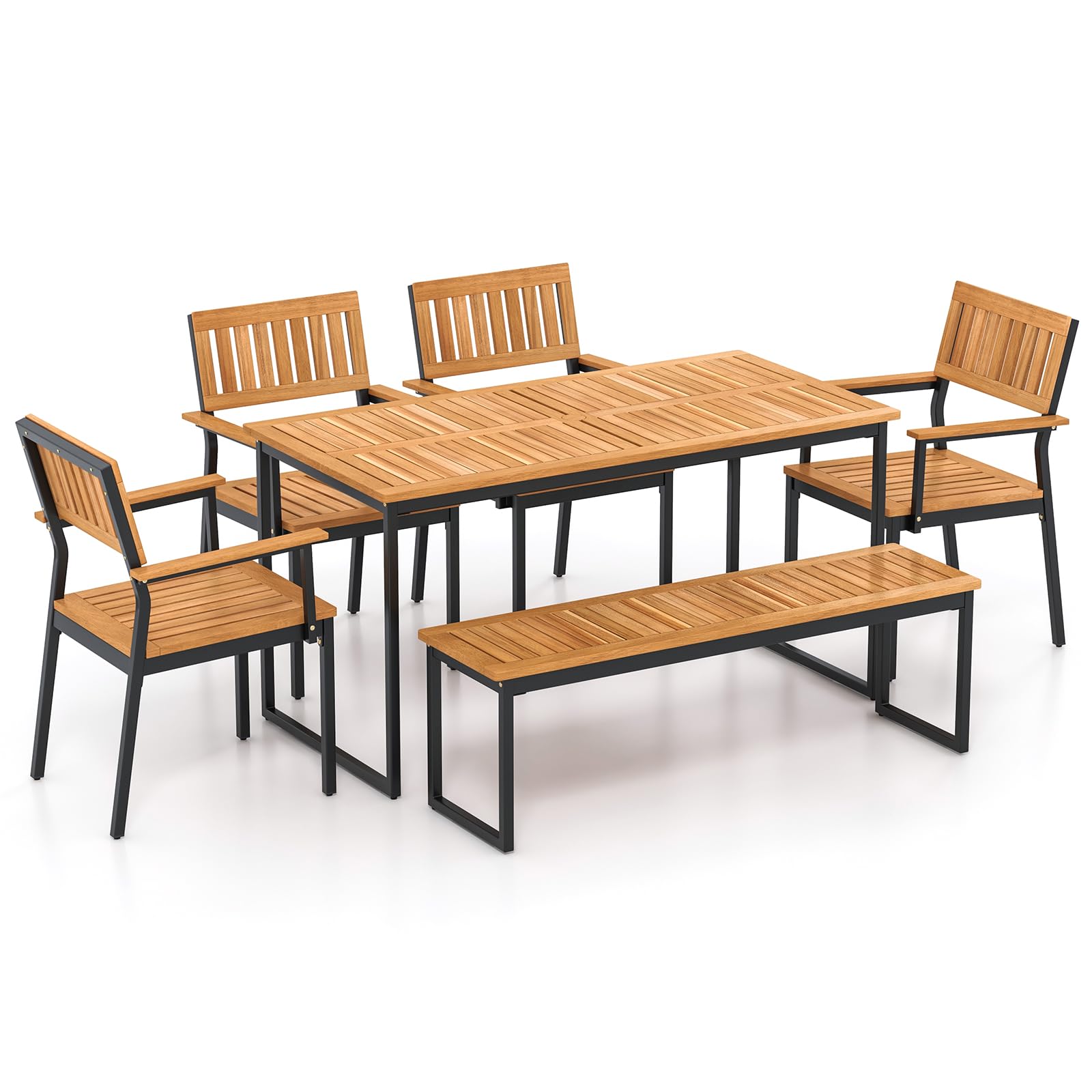 6-Piece Acacia Wood Outdoor Dining Set