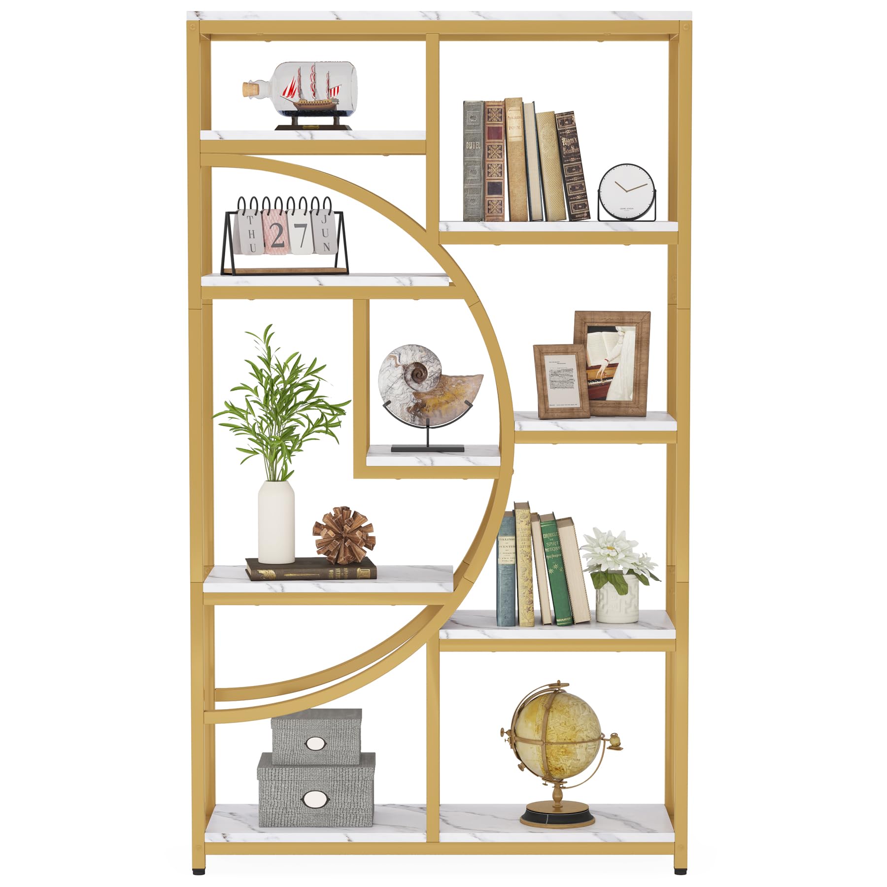 Industrial 5 Tier Bookshelf with 9 Open Storage Shelves