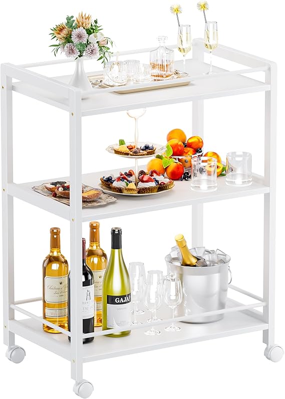 3-Tier Rolling Bar Cart with Wheels