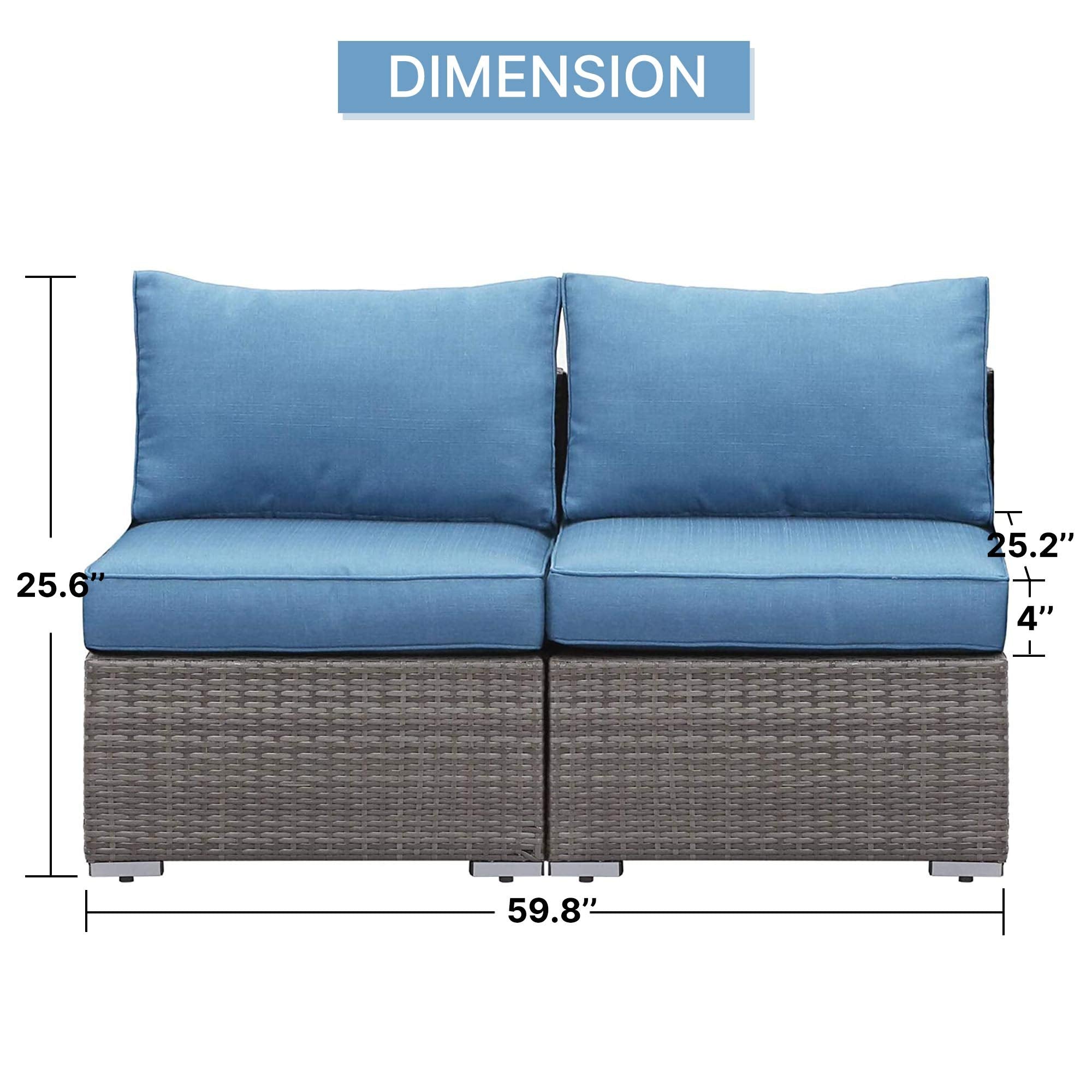 2-Piece Outdoor Rattan Sectional Sofa with Cushions