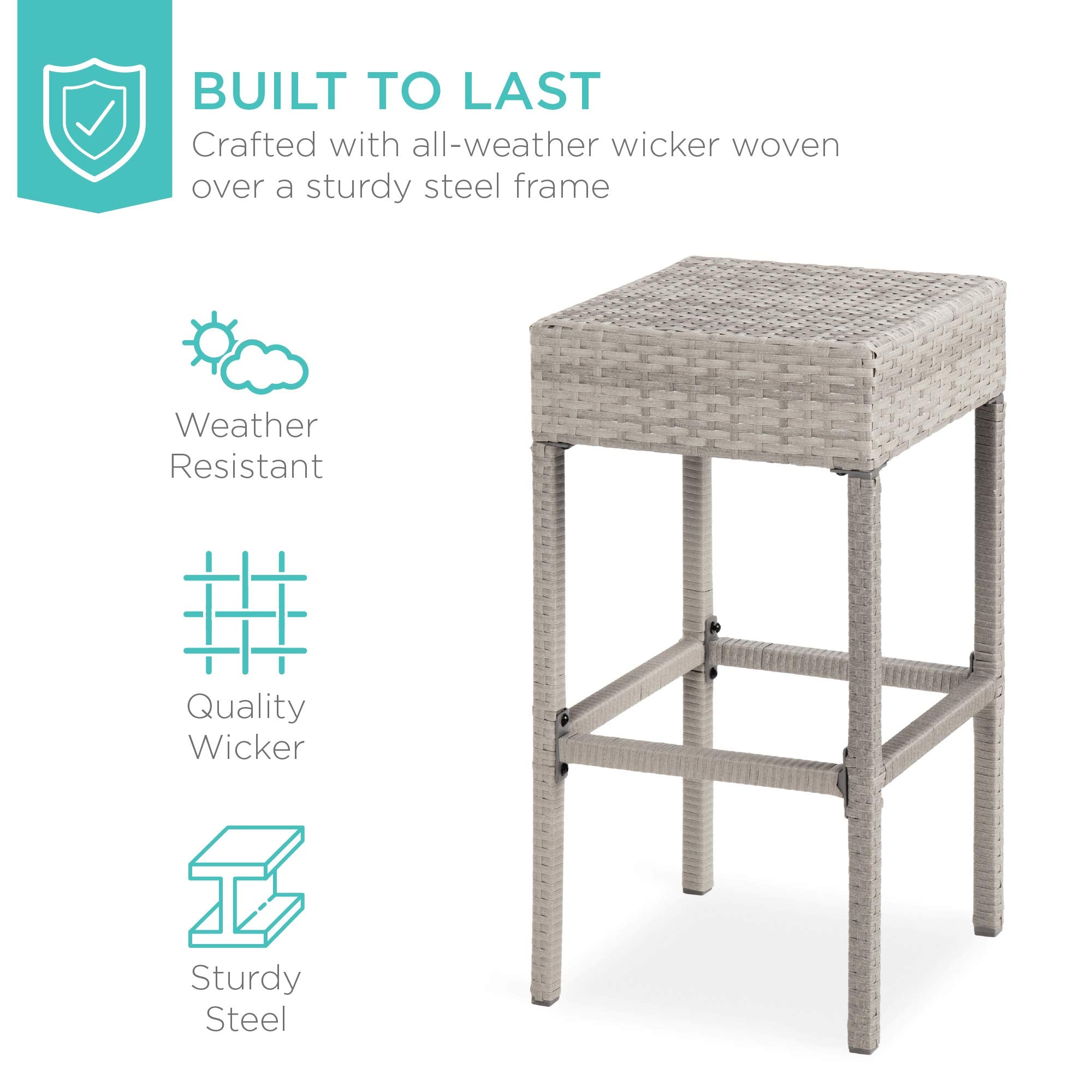 5-Piece Outdoor Wicker Bar Table Set with Storage