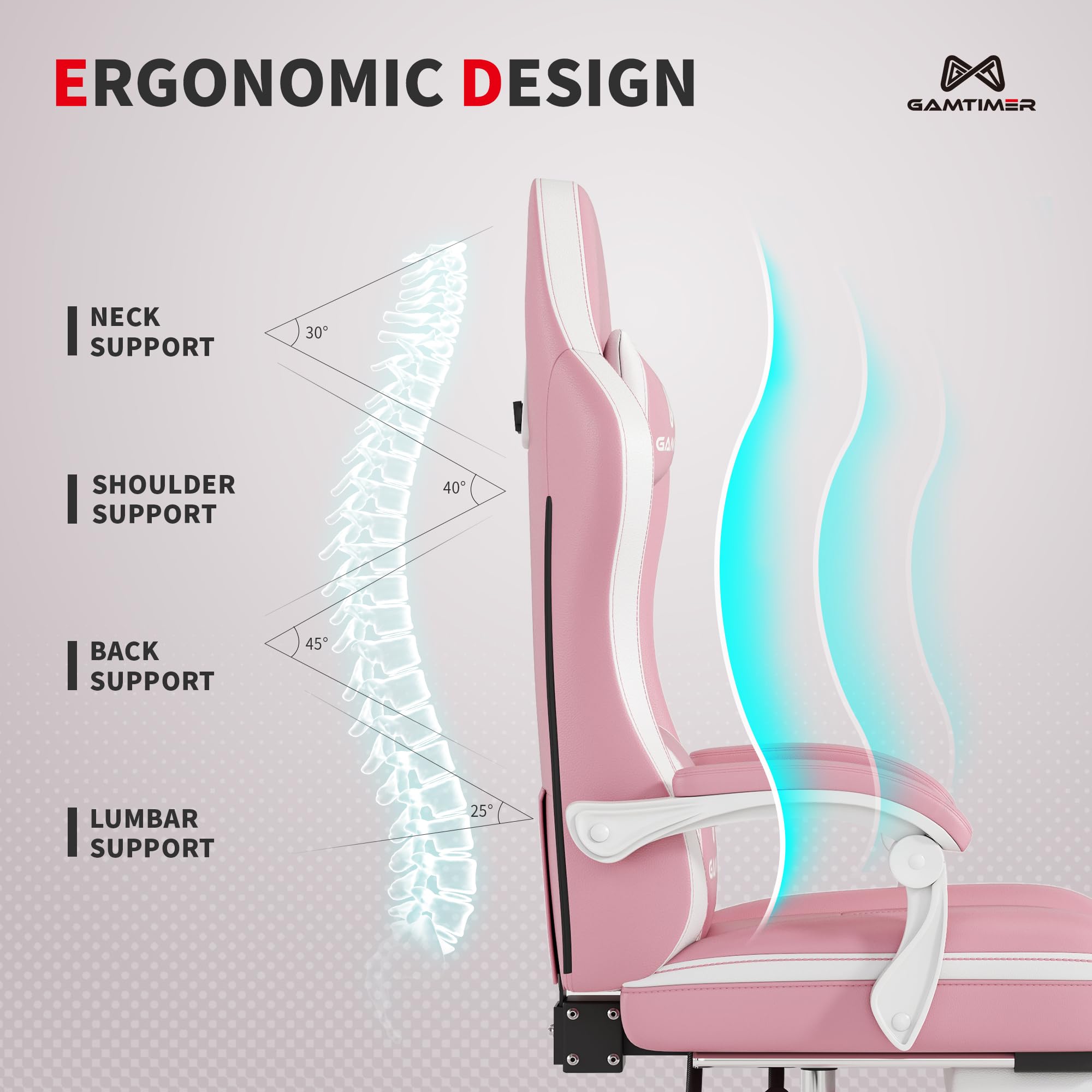 Gaming Chair with Footrest - Ergonomic PU Leather Computer Chair with Lumbar Support