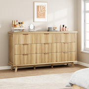 Fluted 9-Drawer Dresser 59.1" Wide Modern Chest with Metal Handle