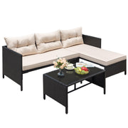 3 Piece Outdoor Wicker Rattan Sectional Sofa Set