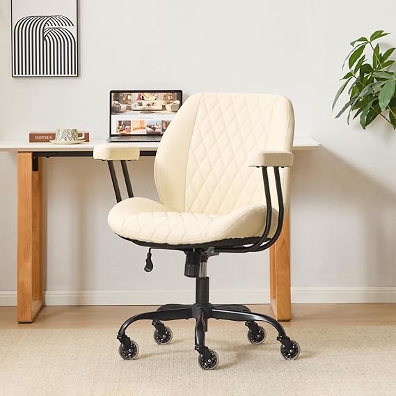 Ergonomic Office Chair Lumbar Support Brown Leather