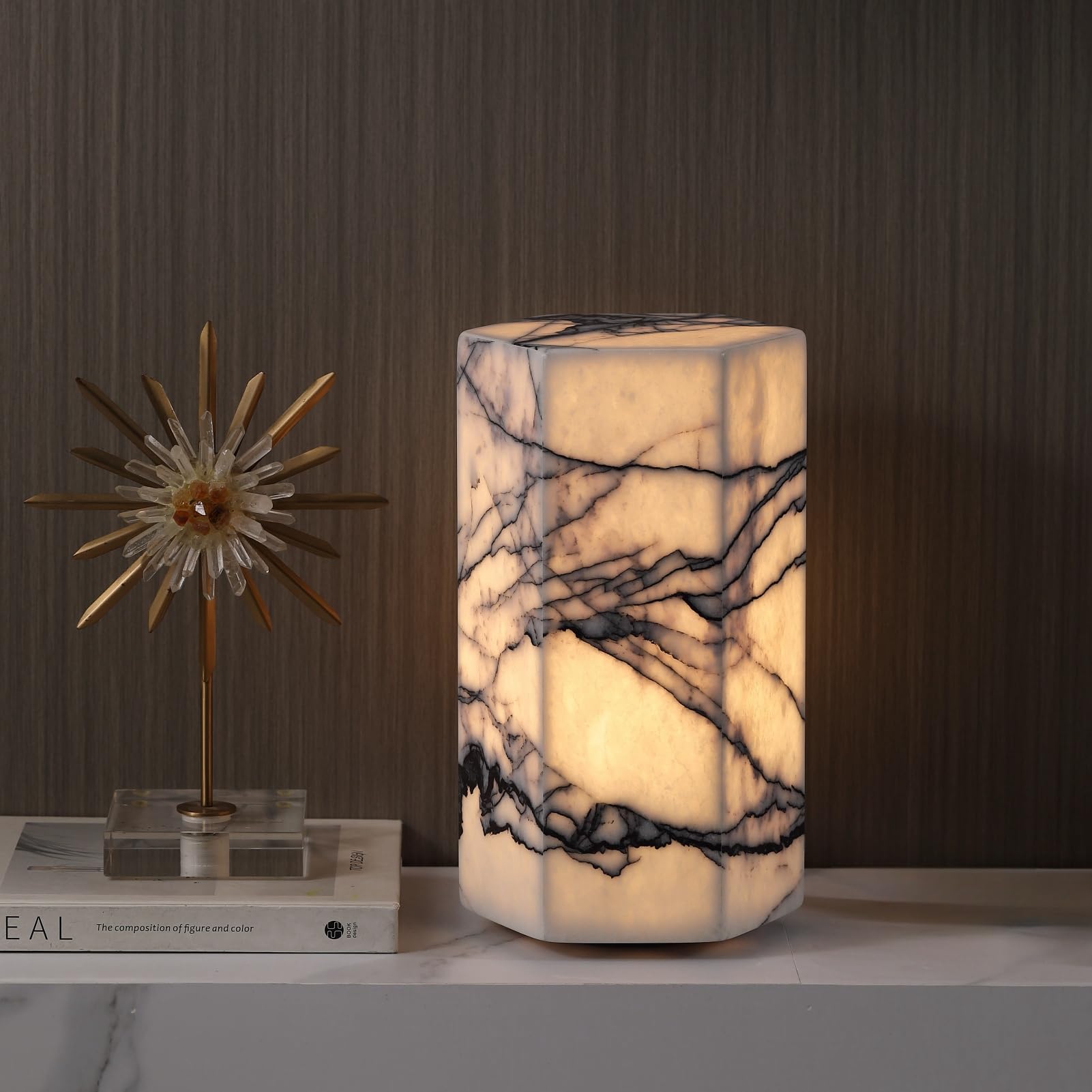 Handcrafted Marble Table Lamp with Tri-Color Dimmable LED