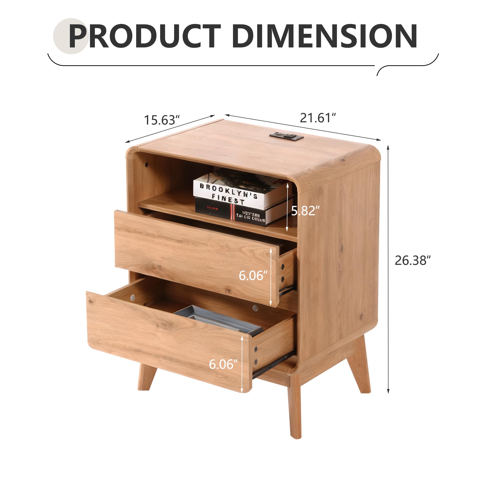 Mid-Century Nightstand with 2 Drawers