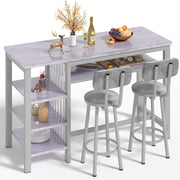 3-Piece Bar Table Set with Storage Shelves
