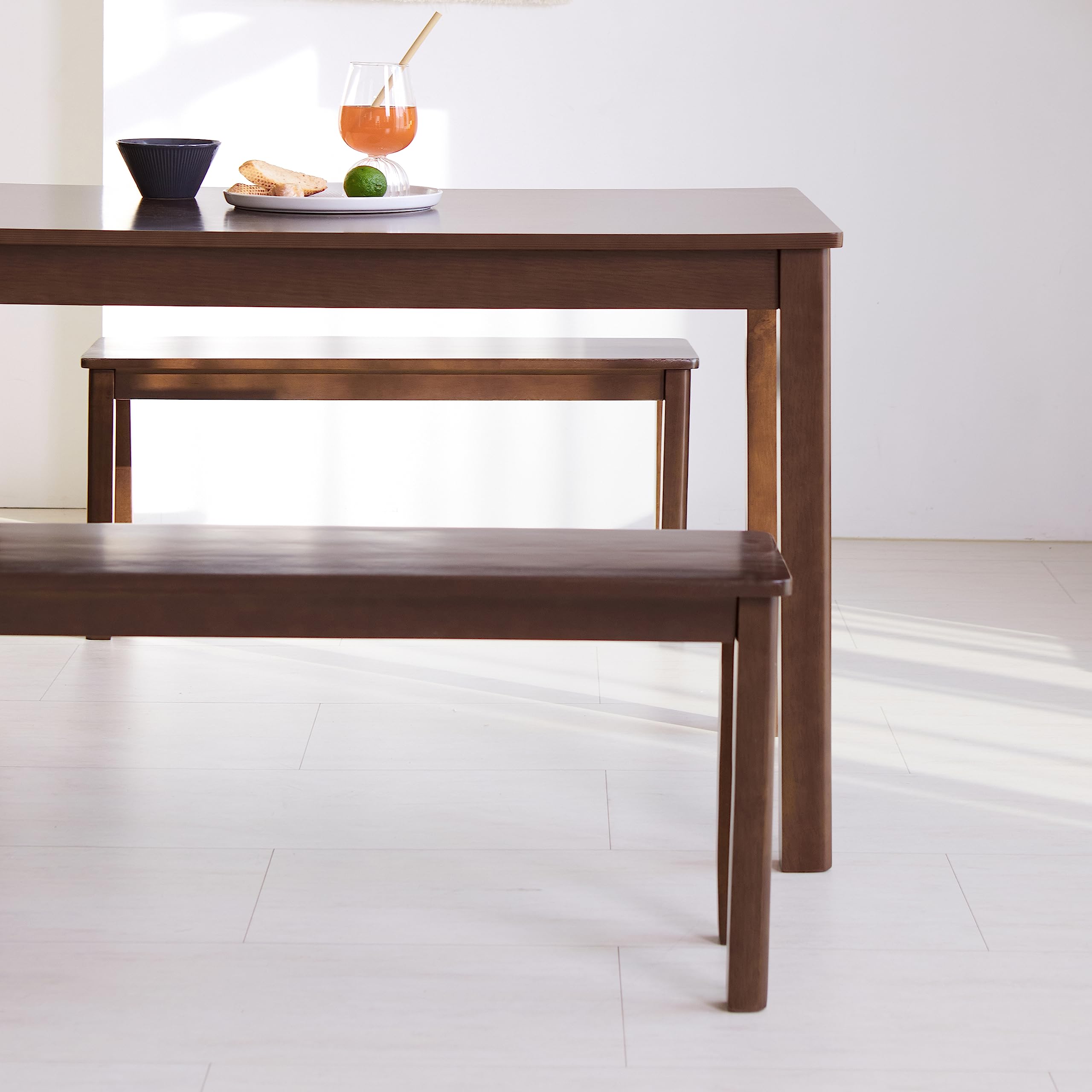 37.4" Wooden Dining Bench - Modern Farmhouse Malaysian Oak