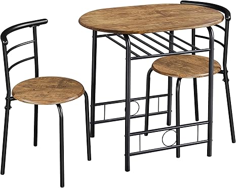 3-Piece Dining Table Set with Wine Rack