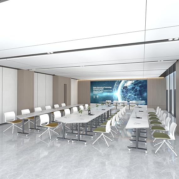 Folding Conference Table with Wheels - Trapezoid Training Table