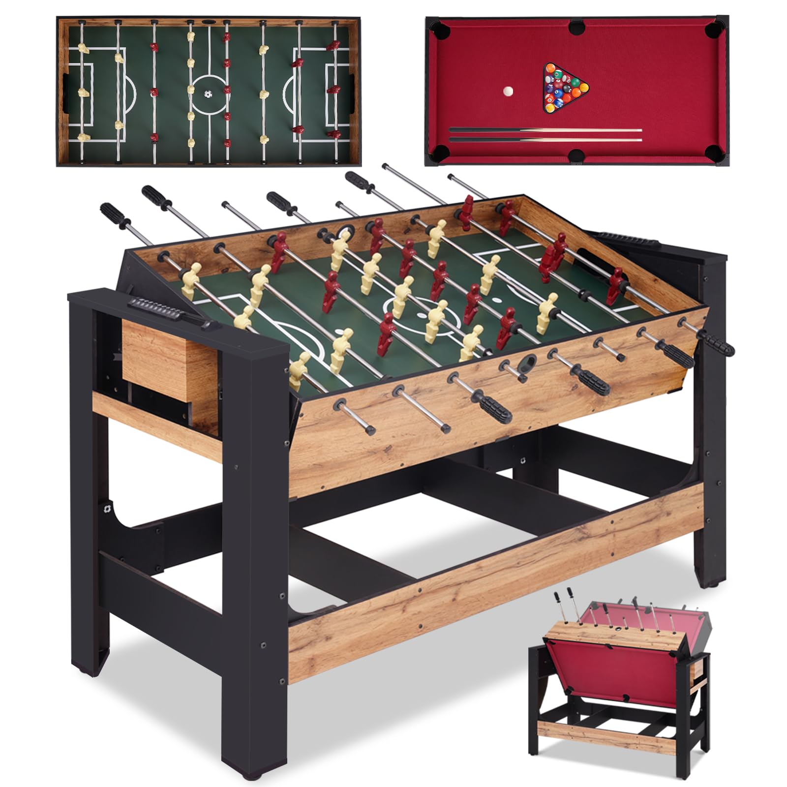 54" 2-in-1 Multi Game Table - Billiards & Foosball Combo
