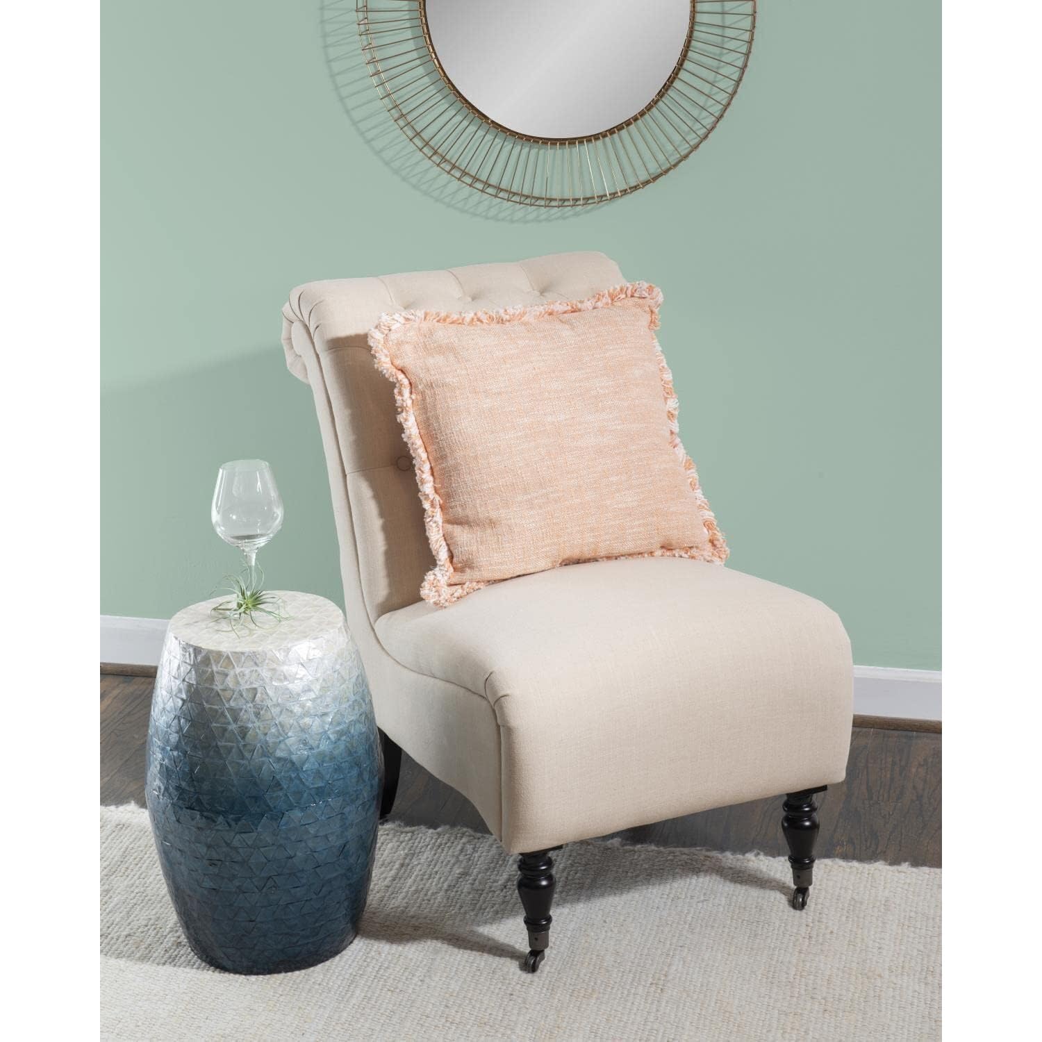 Blue Ombre Capiz Shell Drum Table