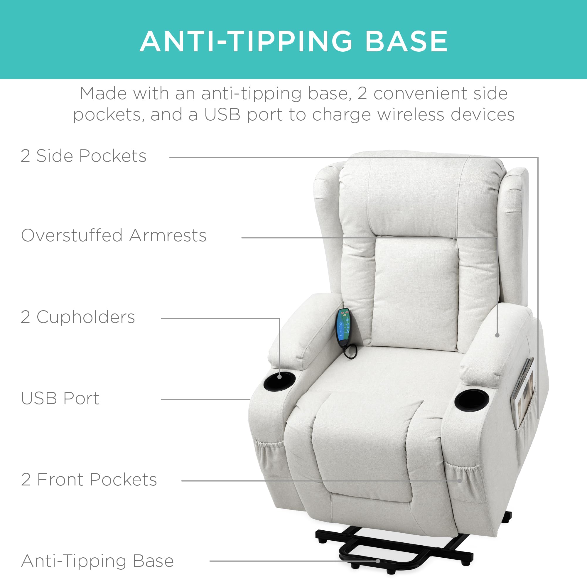 Power Lift Recliner Chair with Massage and Heat