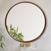 30 Inch Round Wood Wall Mirror