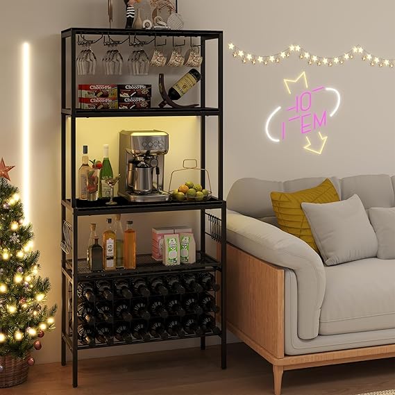 Wine Rack with RGB Light & Power Outlet