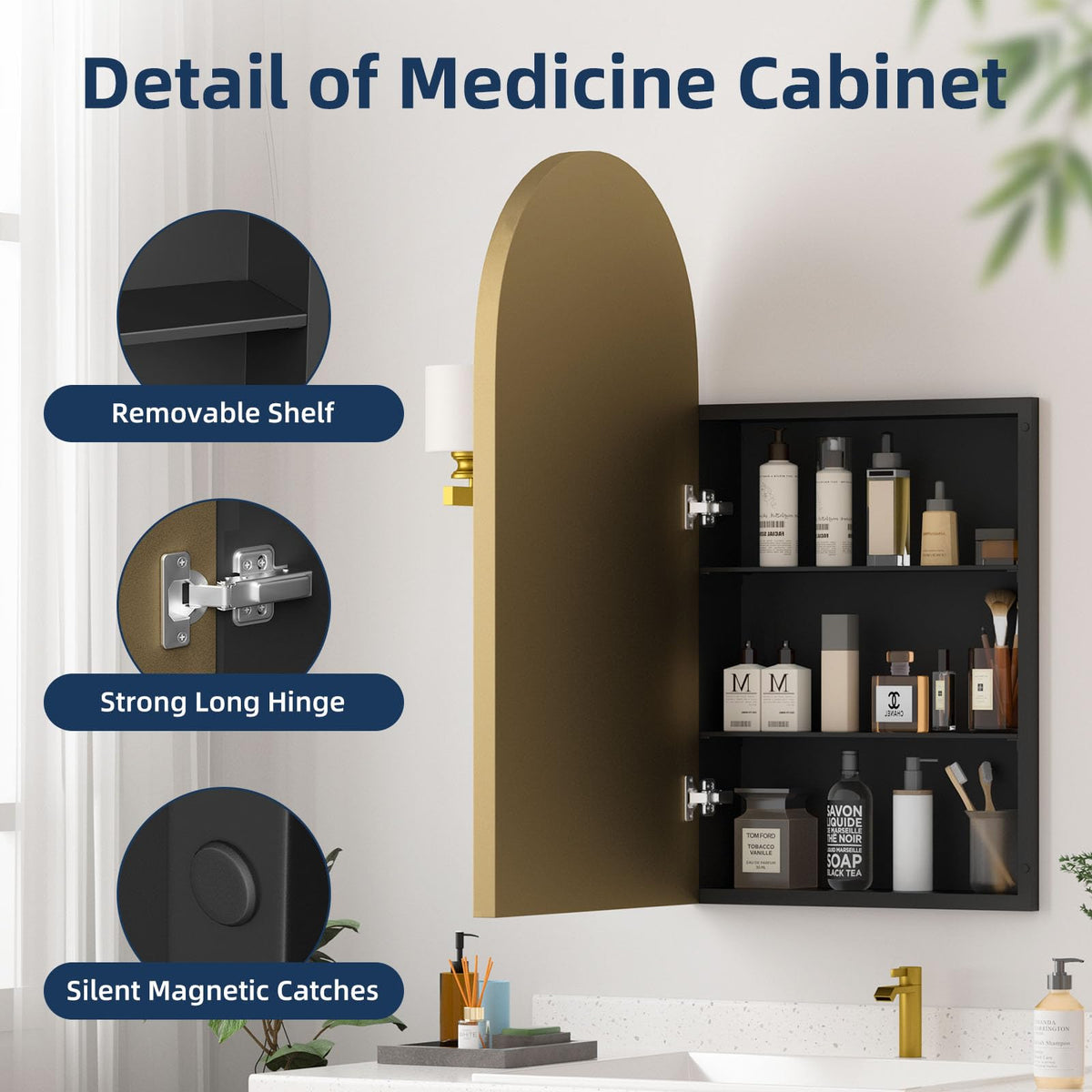 Arched Medicine Cabinet with Adjustable Shelves