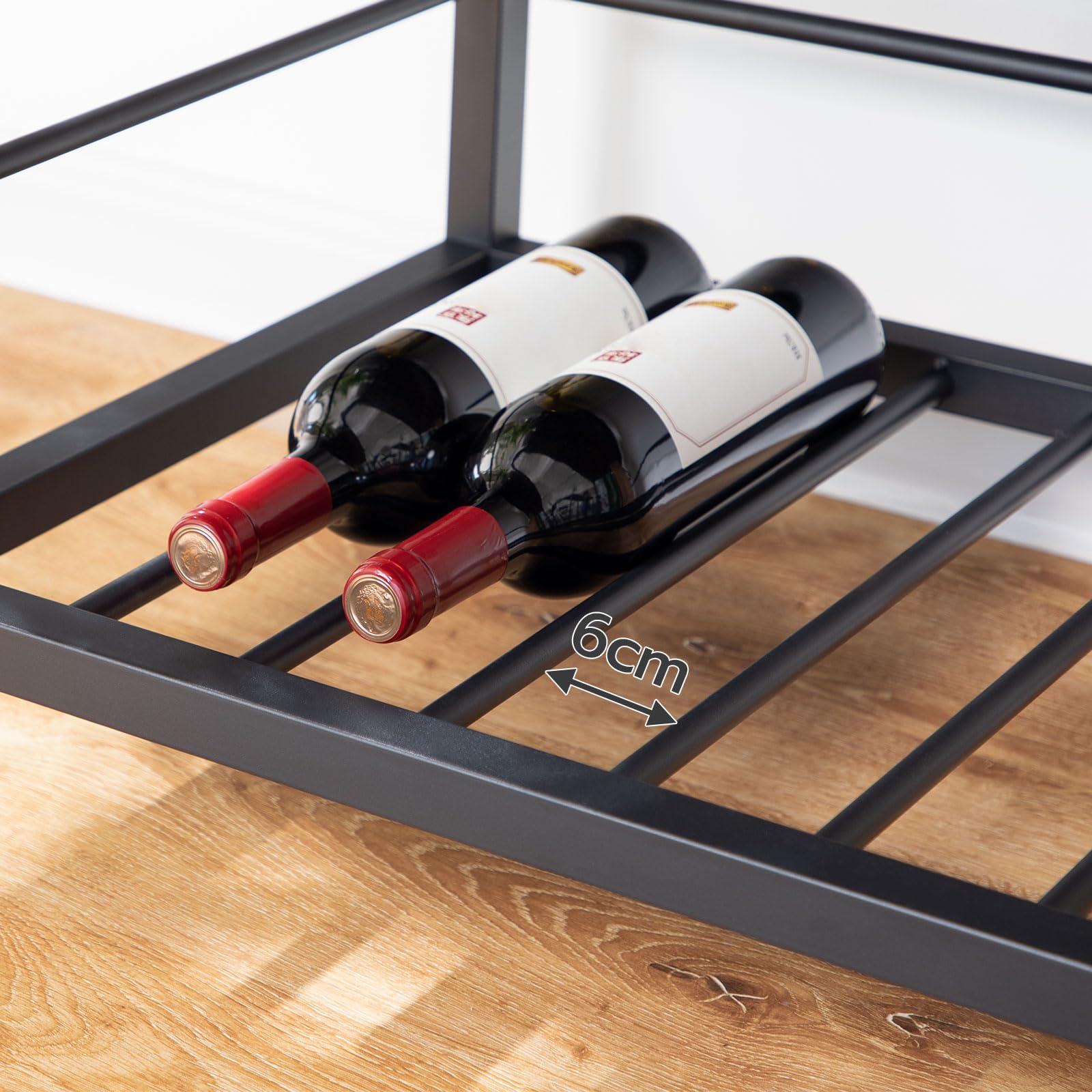 Kitchen Island with Wine Rack and Hooks