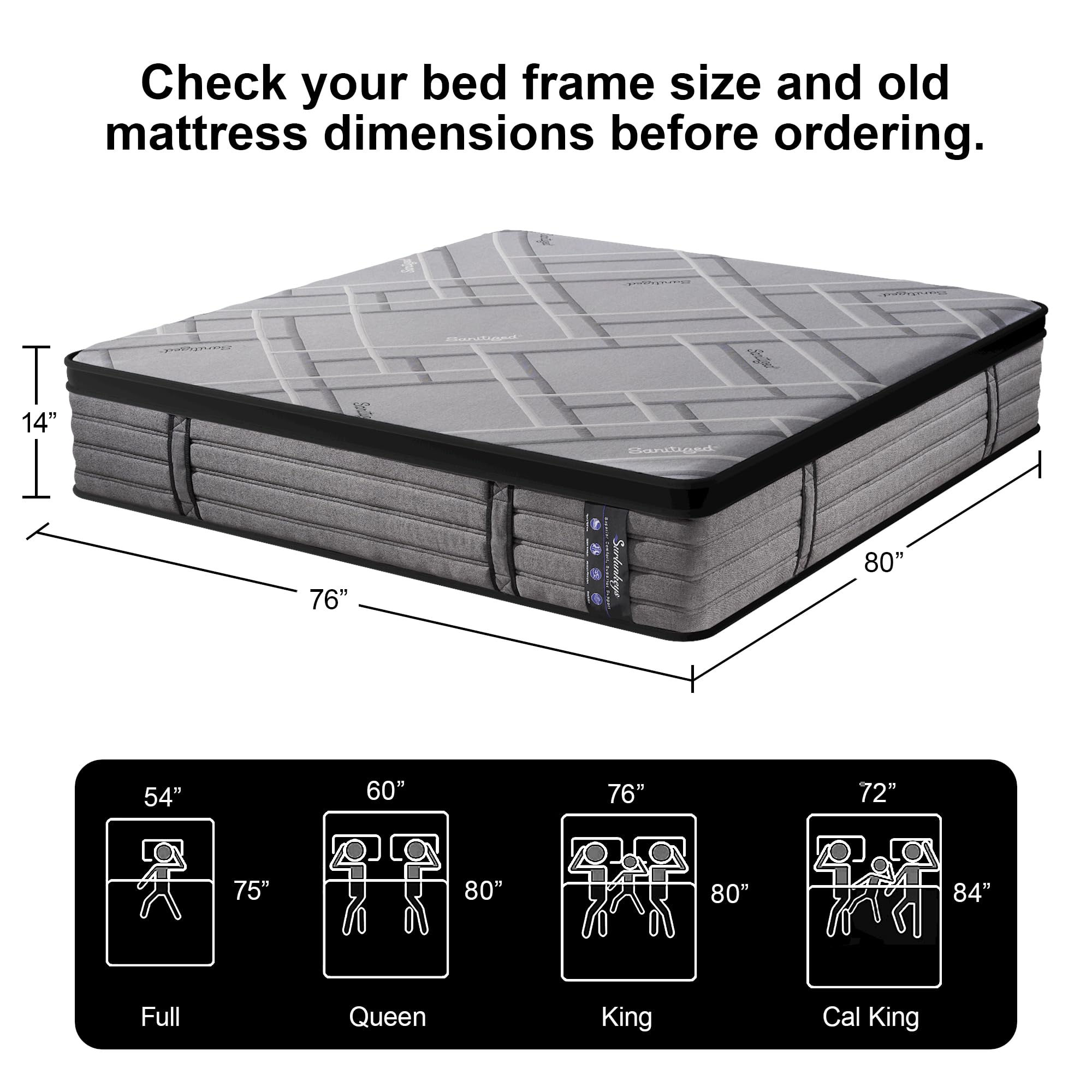 14 Inch Gel Foam Hybrid Mattress King Size