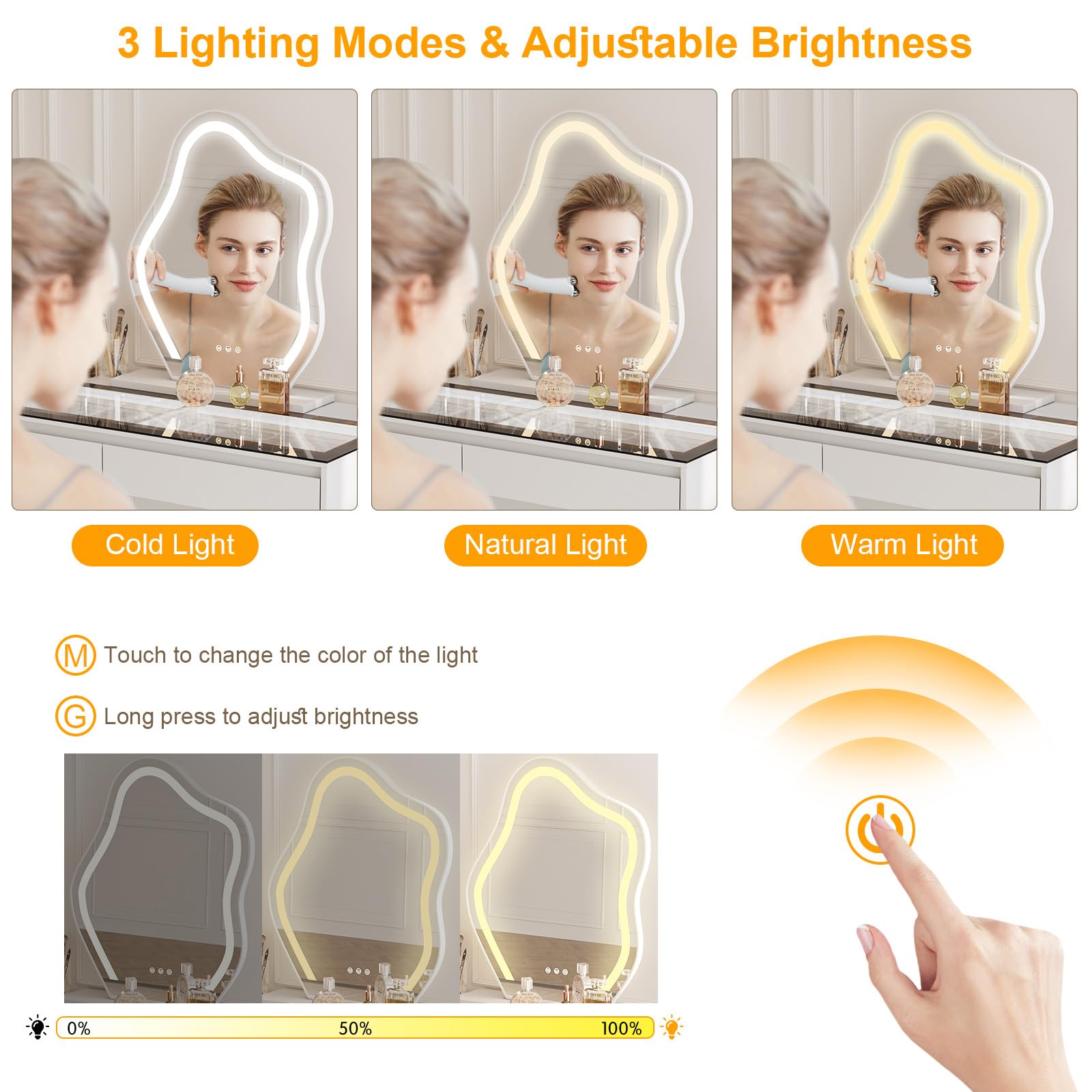 Corner Makeup Vanity Desk with Mirror and Lights