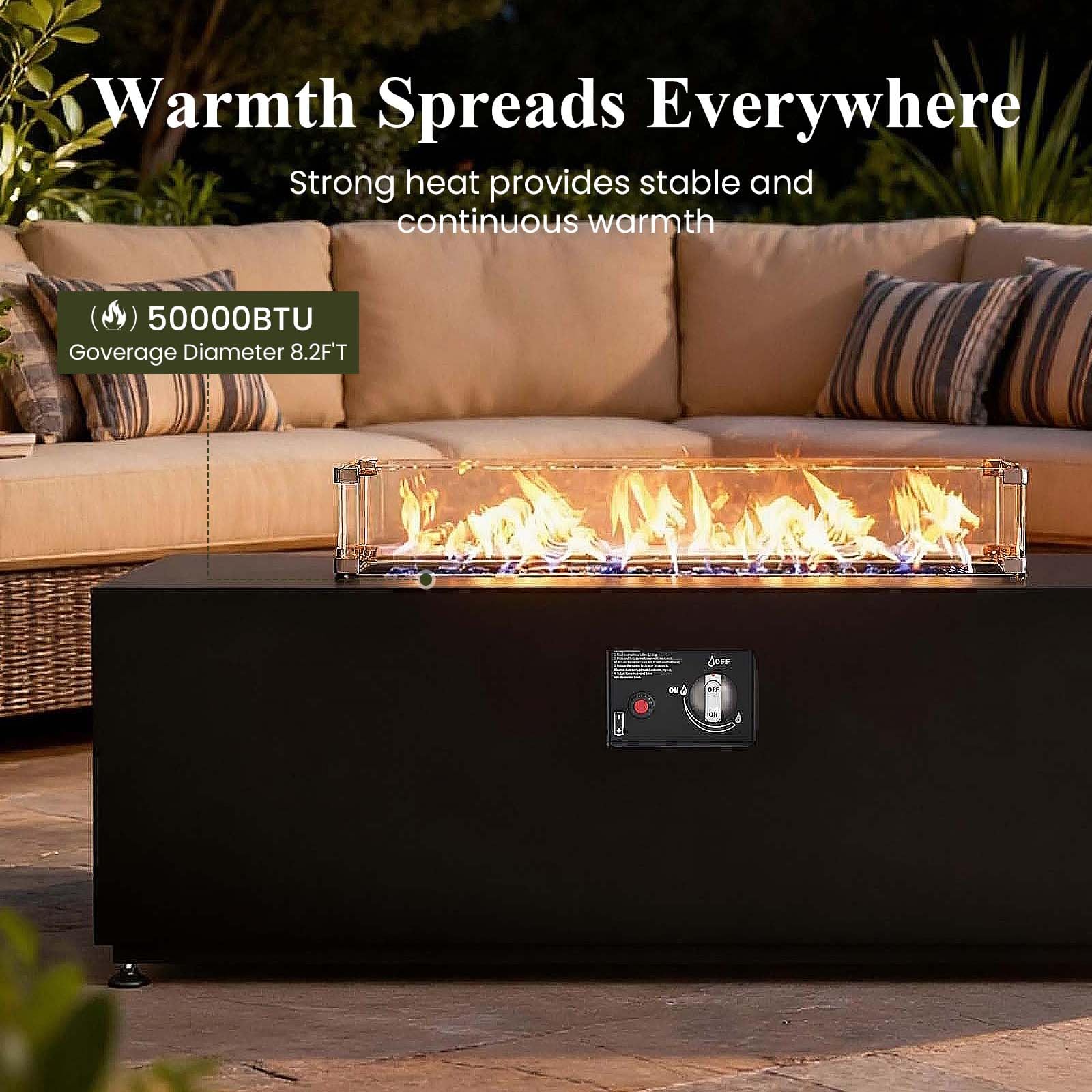 42 Inch Outdoor Fire Pit Table with Hidden Fuel Tank
