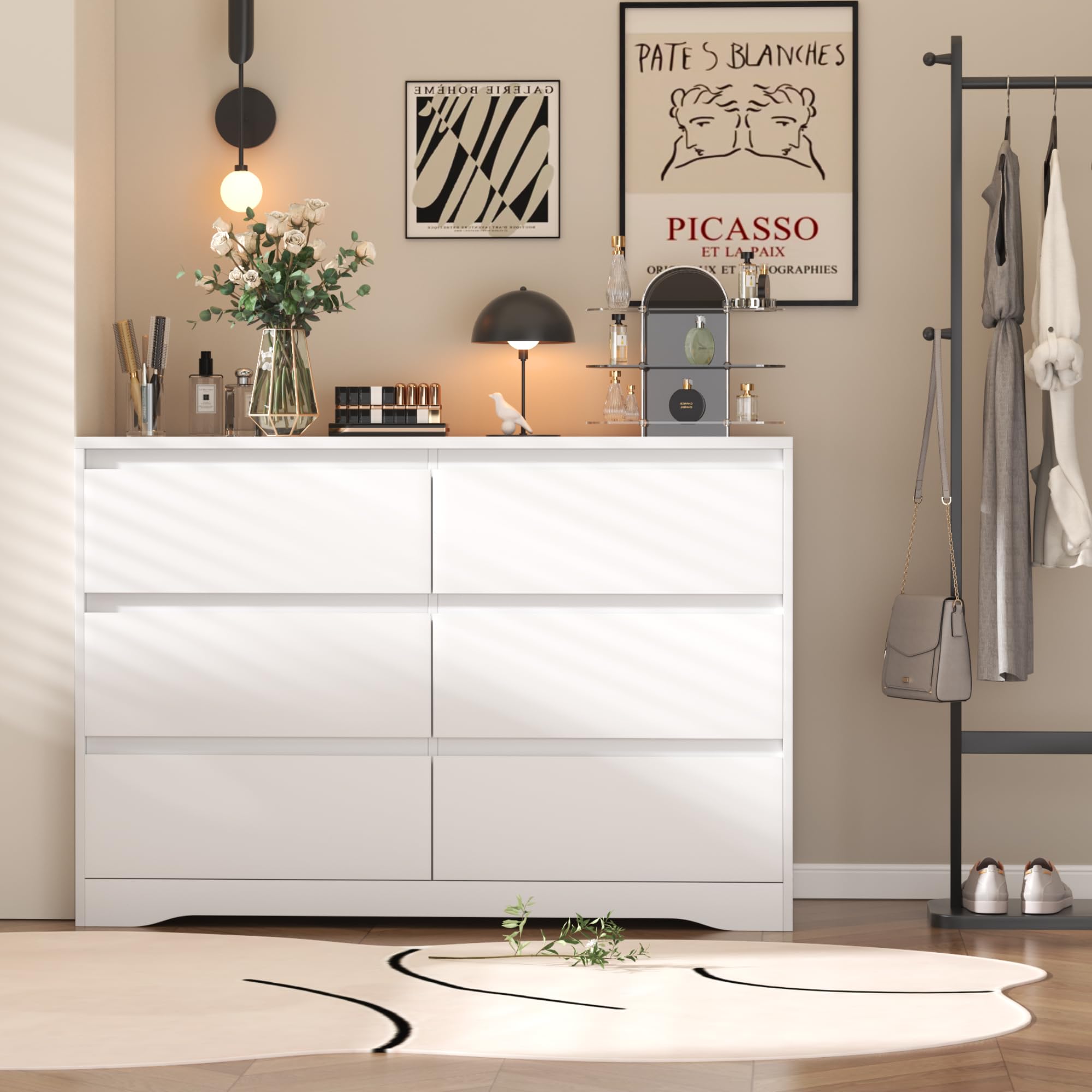 Modern 6 Drawer Dresser with Deep Storage