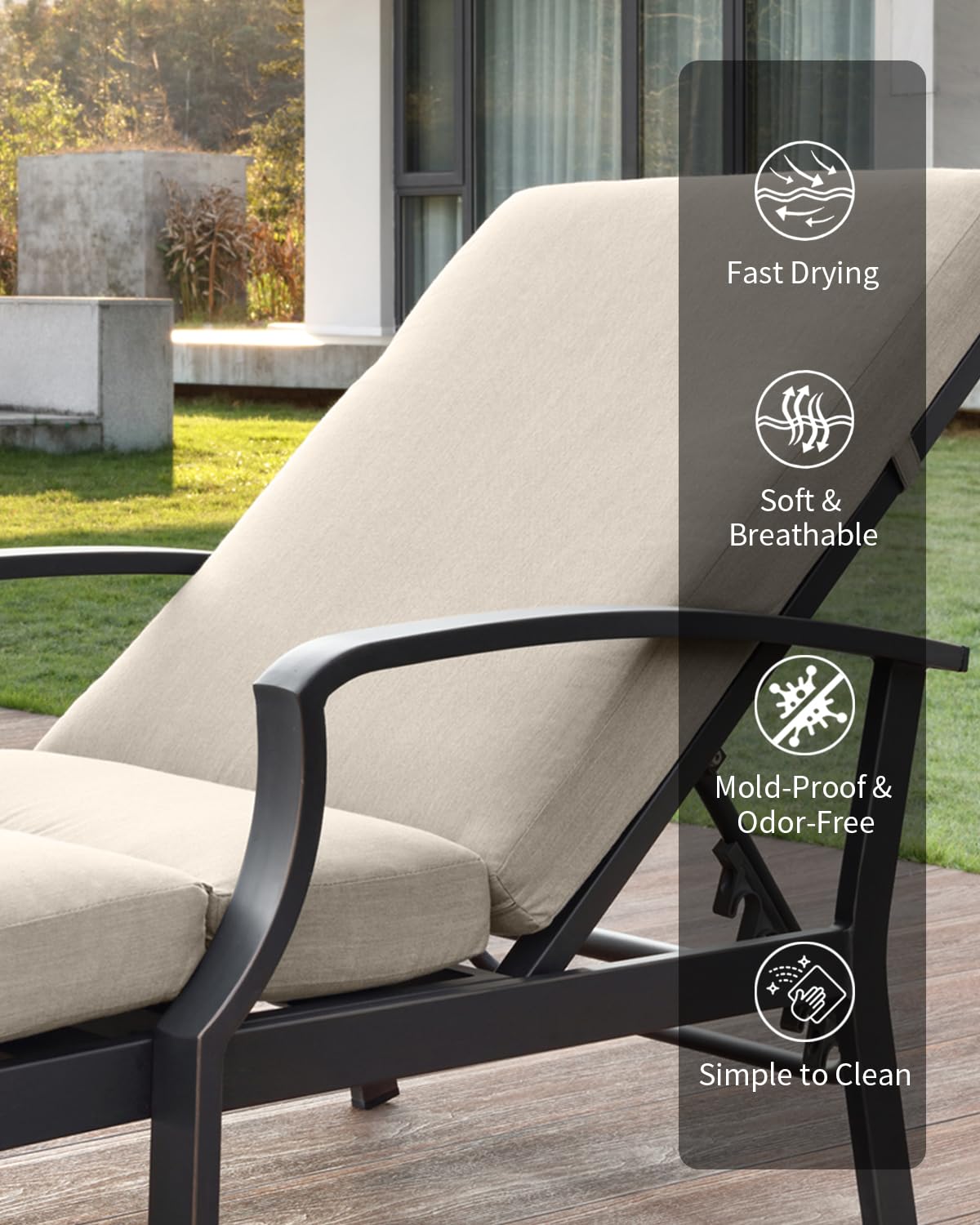 2-Piece Aluminum Patio Chaise Lounge Set with Cushions