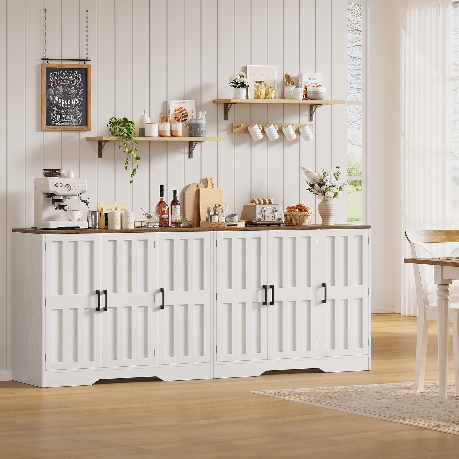 85" Farmhouse Buffet Cabinet with 6 Doors