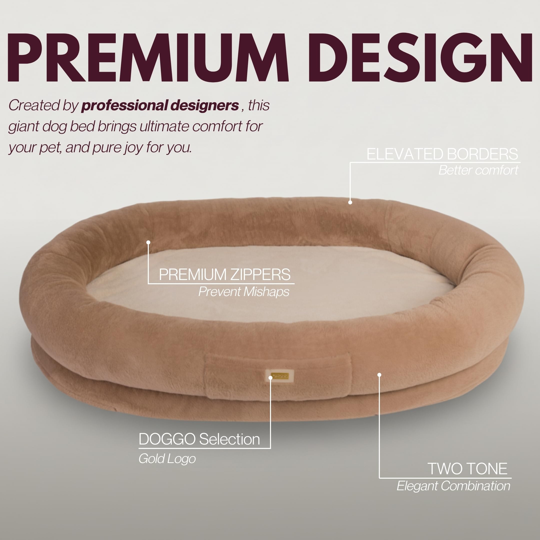 Oversized Human Dog Bed with Plush Fabric and Egg Crate Foam