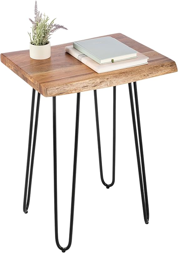 Live Edge Solid Wood Bench with Metal Hairpin Legs 36 Inch