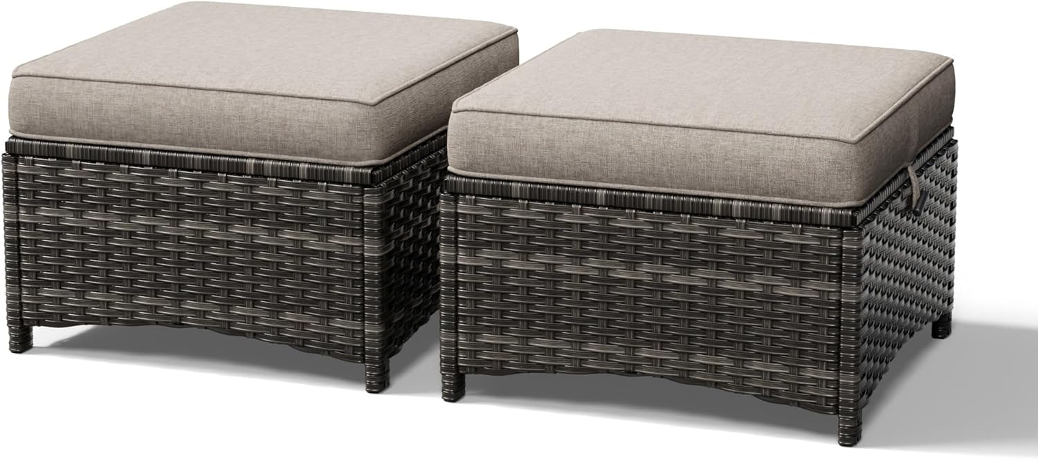 Outdoor Ottoman Set of 2 with Cushions
