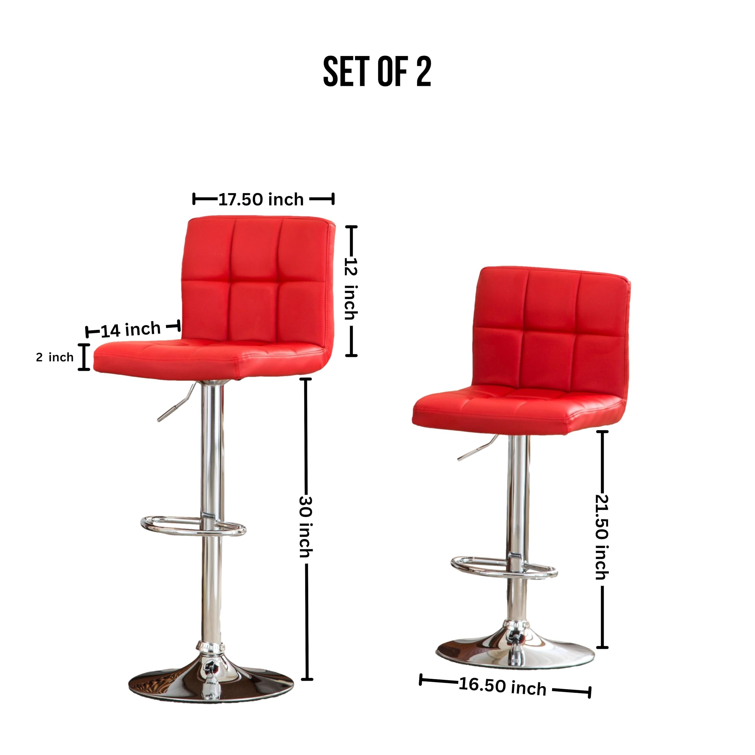 Swivel Adjustable Hydraulic Bar Stool Set of 2