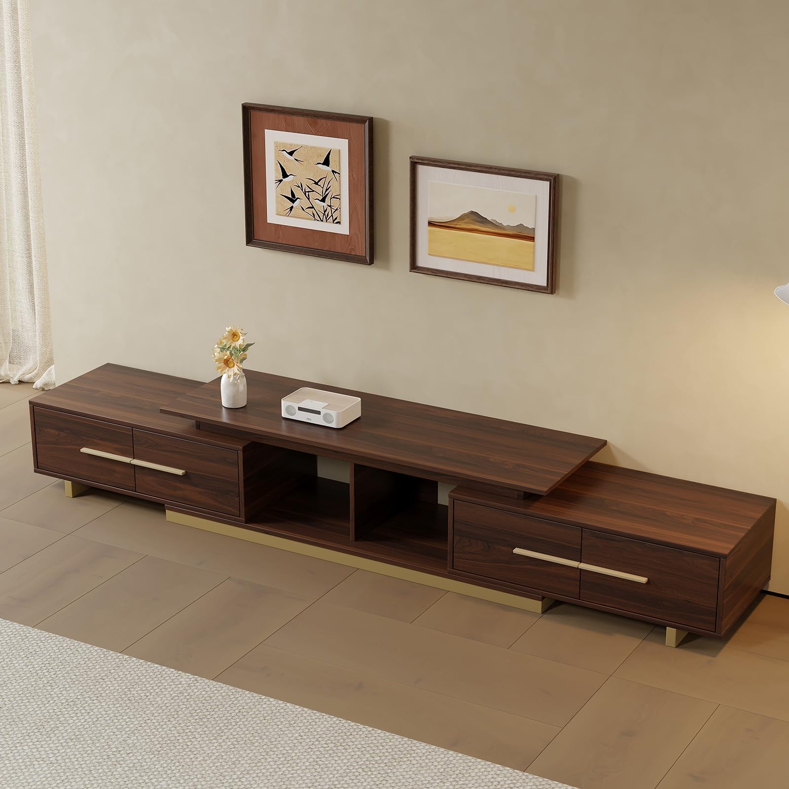Extendable TV Stand with 4 Drawers