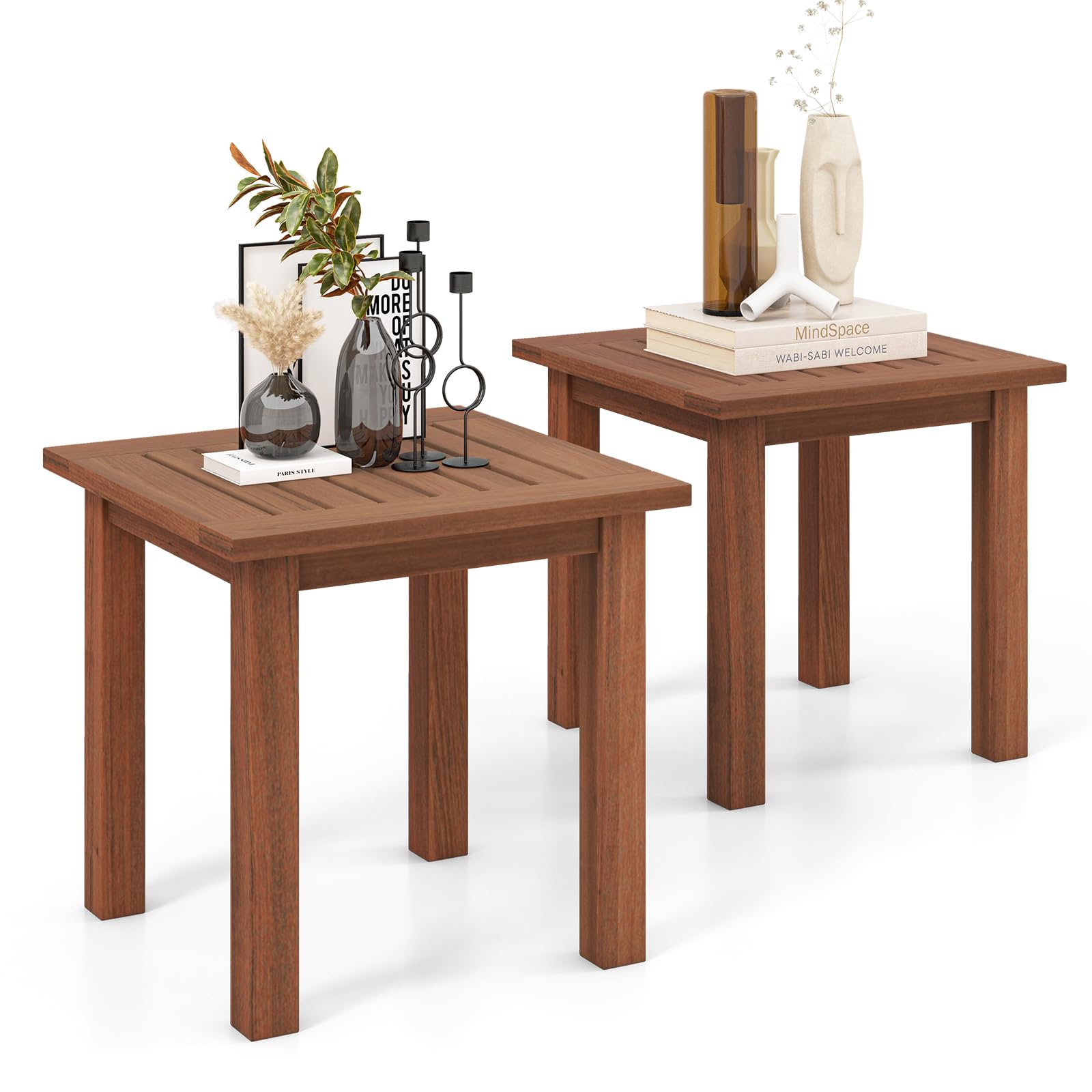 17.5 Inch Square Hardwood Outdoor Side Table