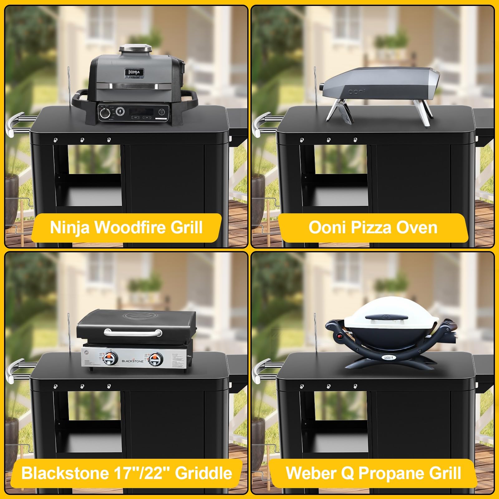 Outdoor Grill Table Cart with Storage
